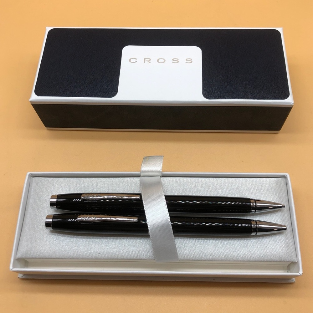 Cross Black Lacquer Ballpoint Pen and Pencil Set